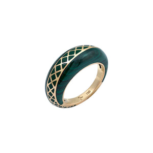 Happiness Malachite Green Enamel Dome Ring