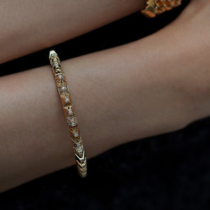 Heritage Yellow Gold Diamond Geometric Bangle