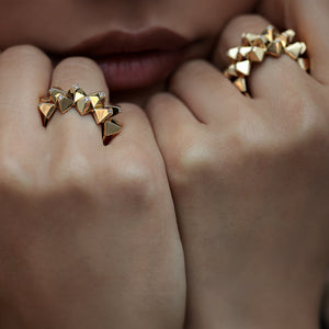 Heritage Yellow Gold Diamond Geometric Pyramid Ring