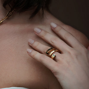 Leya Coiled Serpent Ring with Malachite