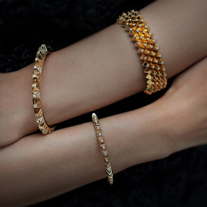 Heritage Yellow Gold Diamond Geometric Bangle