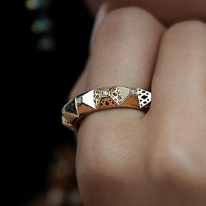 Heritage Geometric Diamond Studded Band Ring