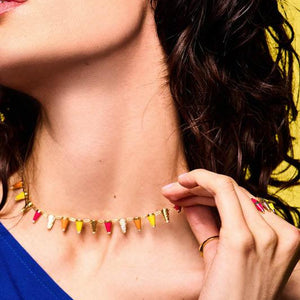 Rainbow Enamel Diamond Happiness Necklace Model