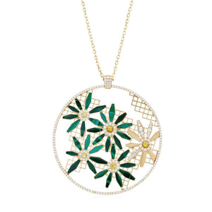 Malachite and Yellow Sapphire Diamond Hayat Pendant