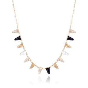 Onyx and Mother of Pearl Diamond Happiness Necklace
