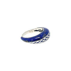 Happiness Lapis Stone Blue Enamel Dome Ring