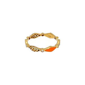 Happiness Yellow Gold Rainbow Enamel Stackable Ring