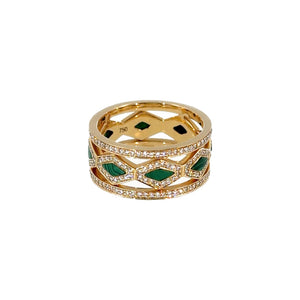 Happiness Yellow Gold Malachite Stone Ring