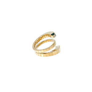 Leya Coiled Serpent Ring with Malachite