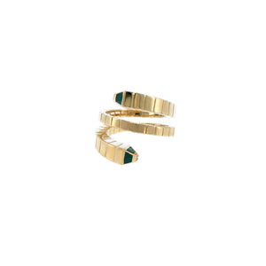 Leya Coiled Serpent Ring with Malachite