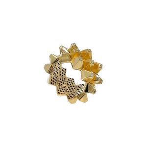 Heritage Yellow Gold Diamond Geometric Pyramid Ring