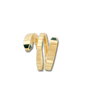 Leya Coiled Serpent Ring with Malachite